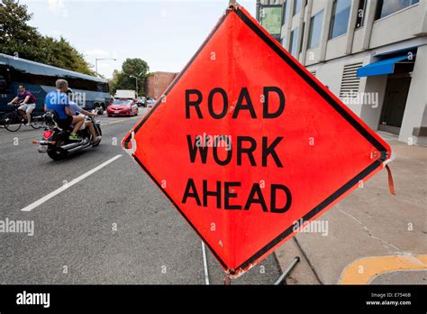 Roadwork Ahead Sign Usa Stock Photo Royalty Free Image 73257139 Alamy