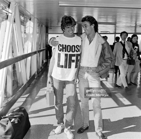 Andrew Ridgeley and George Michael of the pop group Wham!, arriving ...