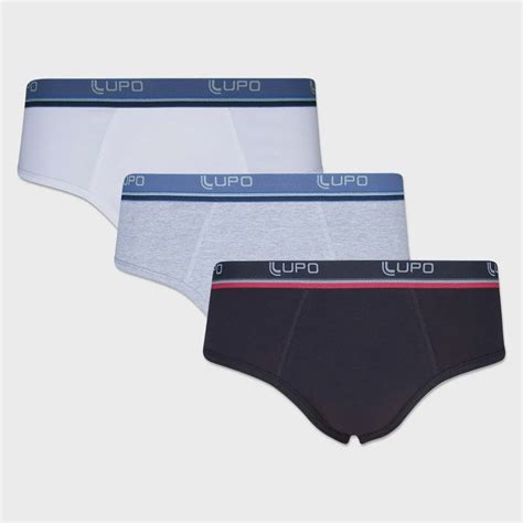 Kit 3 Cuecas Slip Lupo Comfort Algodão Pt Br Cz Submarino