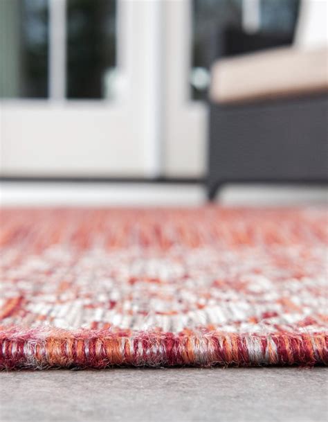 Rust Red 7 X 10 Border Indoor Outdoor Rug