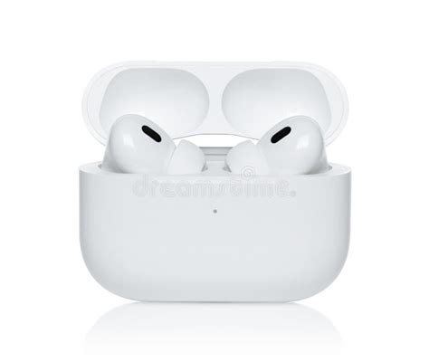 Headphones Apple Air Pods Pro 2 With Wireless Charging Case On White Background Front View