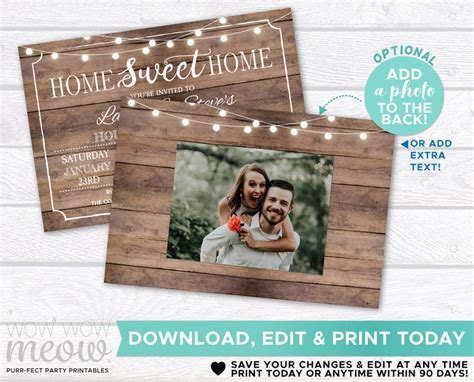 Housewarming Invitation Home Sweet Rustic Home New House Etsy Uk