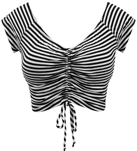 Retro Babe Striped Crop Top In Black And White Double Trouble Apparel