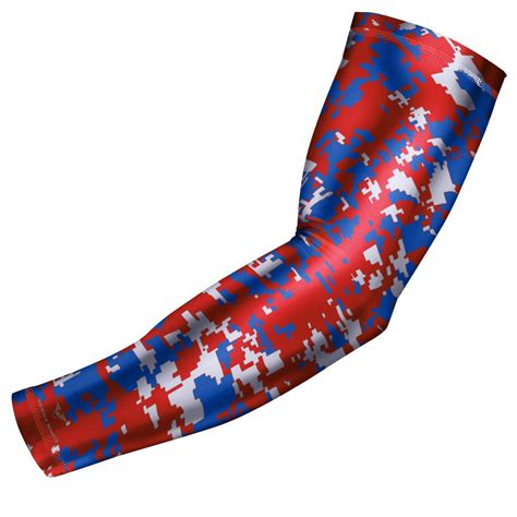 Red Royal Blue Digital Camo Compression Arm Sleeve By Bucwild Sports Compression Arm Sleeves