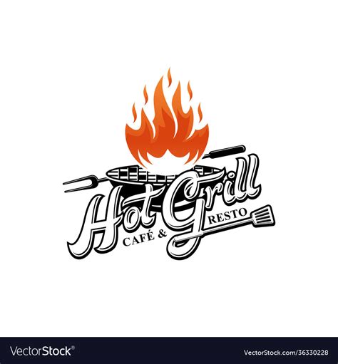 Hot Grill Logo Design Royalty Free Vector Image