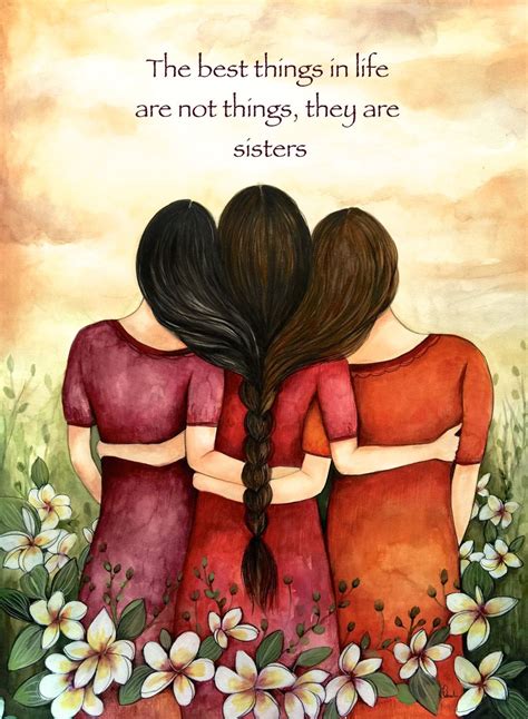 Sister Ts Best Friends T Three Sisters Art Print Claudia Tremblay 3 Braided Sister Art