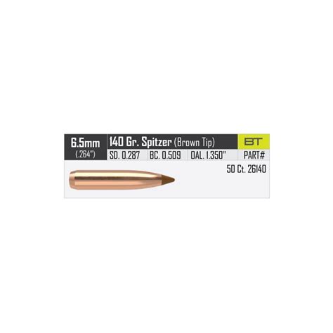 P 6 5mm 264 140Gr Nosler Ballistic Tip 50 S