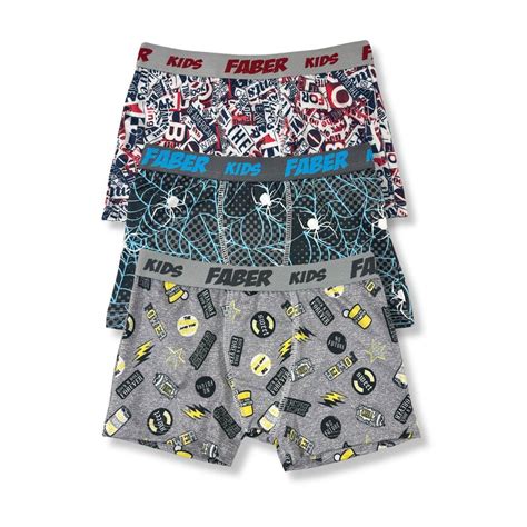 Kit c 3 Cueca Infantil Boxer Desenhos Sortidos Faber Galé Lingerie Calcinhas sutiãs