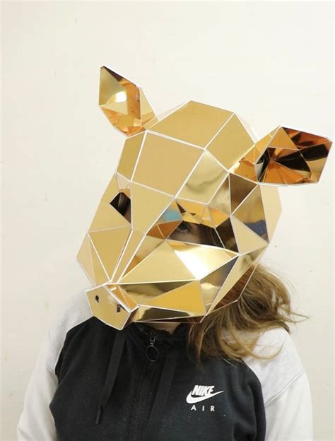 Pig Mask Pig Girl Mask PDF Template Polygonal Mask Costume - Etsy