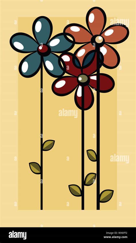 Art Deco Illustration With Stylized Flowers Stock Photo Alamy