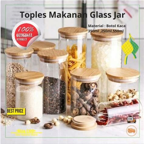 Jual Toples Kaca Tutup Kayu Bulat Kedap Udara Borosilicate Glass