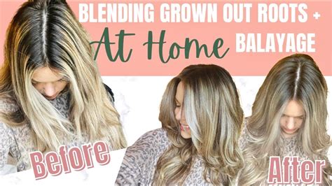 Blending Grown Out Roots At Home 💆🏼‍♀️ And Diy Balayage 🖤🤎🤍 Youtube