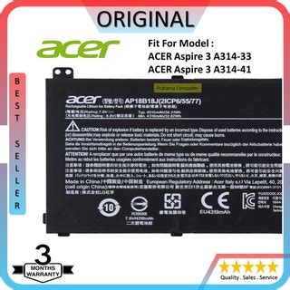 Jual Baterai ACER Aspire S3 A314 33 A314 41 Series AP18B18J Original