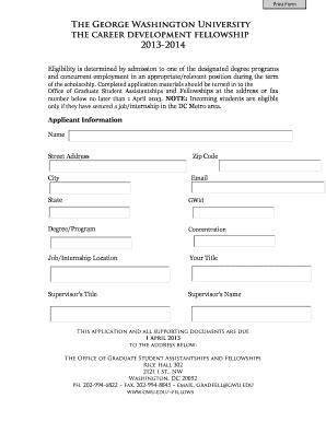 Fillable Online Gwu Application Form The George Washington University