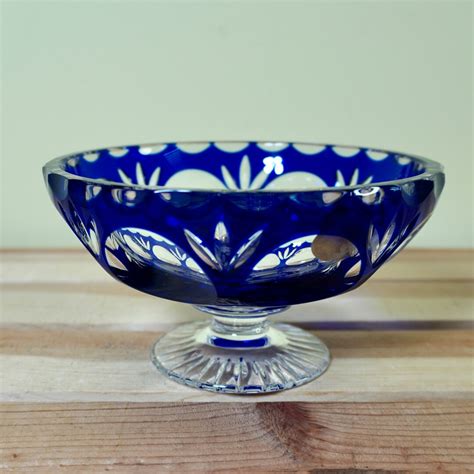 Nachtmann Bamberg Bohemian Cut Lead Crystal Cobalt Blue Bowl Candy Dish German Etsy