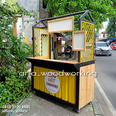 Jual Nota Kwitansi Booth Rombong Gerobak Besi Kombinasi Kayu Semi