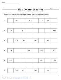 Skip Counting Worksheets