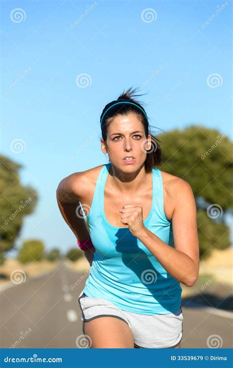 Woman Running And Training Hard Stock Image Image Of Female Running