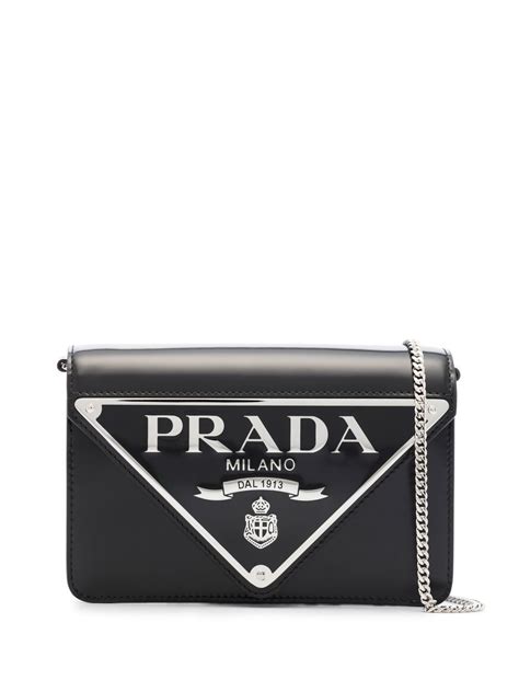 Prada Triangle Plaque Brushed Leather Shoulder Bag Farfetch