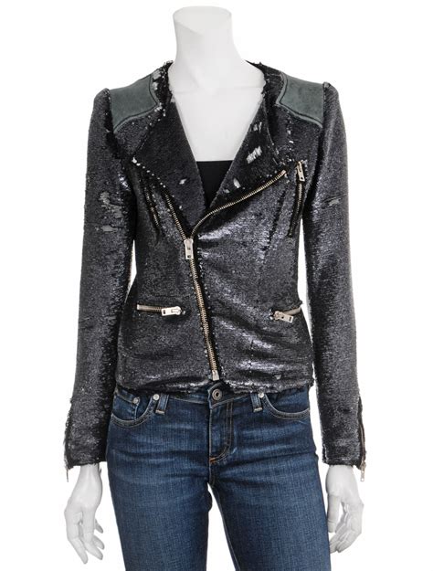 Iro Cuzia Sequin Jacket In Blue Navy Lyst