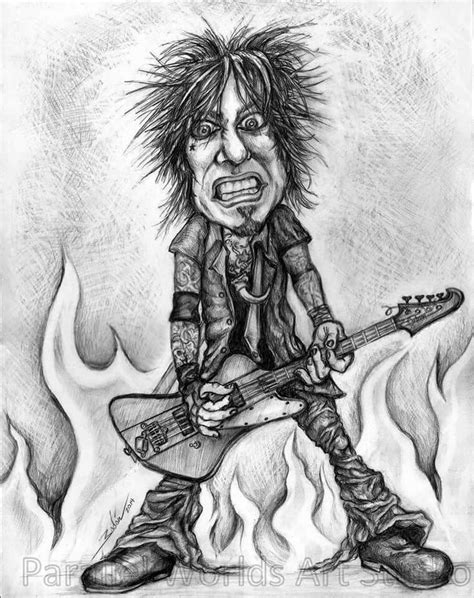 Nikki Sixx Caricature By Federico Torres Bodón Musical Art Motley