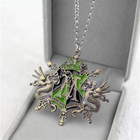 5pcslot Hp Hogwarts Crest Inspired Necklace Slytherin Necklace