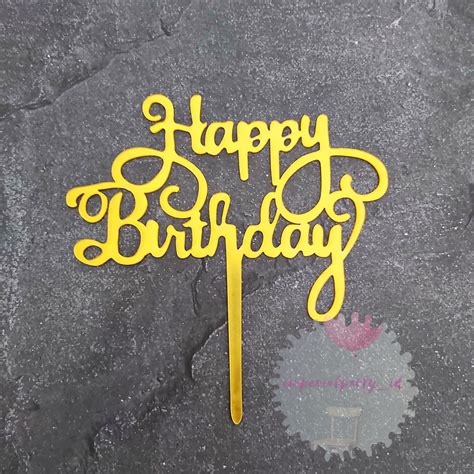 Jual Cake Topper Tusukan Kue Happy Birthday Akrilik Acrylic Latin Huruf