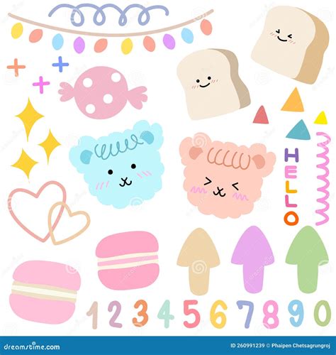 Cute Kawaii Sticker Set With Color Full Doodle Art For Decoration