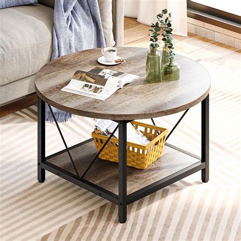 YITAHOME Round Coffee Table For Living Room 80x80x46cm Retro Central