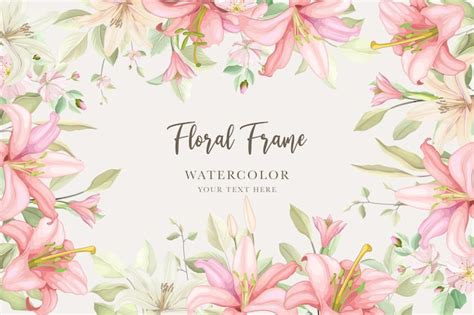 Premium Vector Floral Frame With Lily Flower Background For Multi