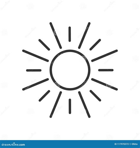 Black Isolated Outline Icon of Sun on White Background. Line Icon of ...