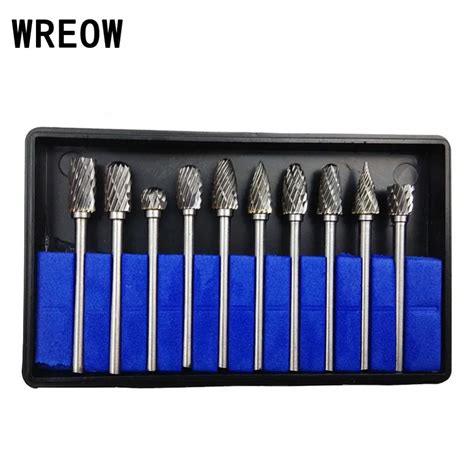 10pcs 1 8 Shank Tungsten Carbide Burr Micro Drill Bit Set Milling