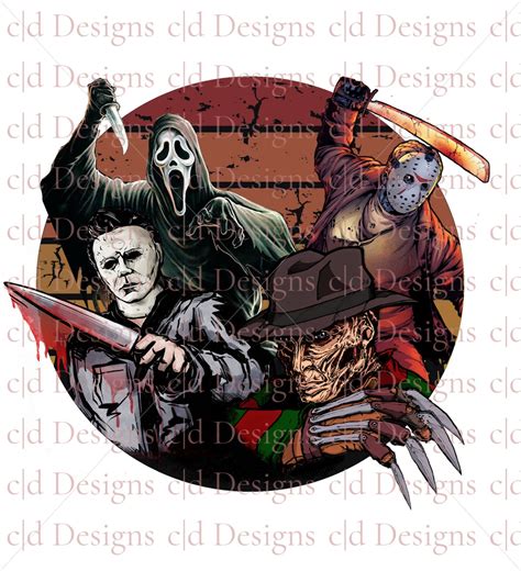 Horror Stripes Michael Myers Freddy Krueger Jason Vorhees Ghostface