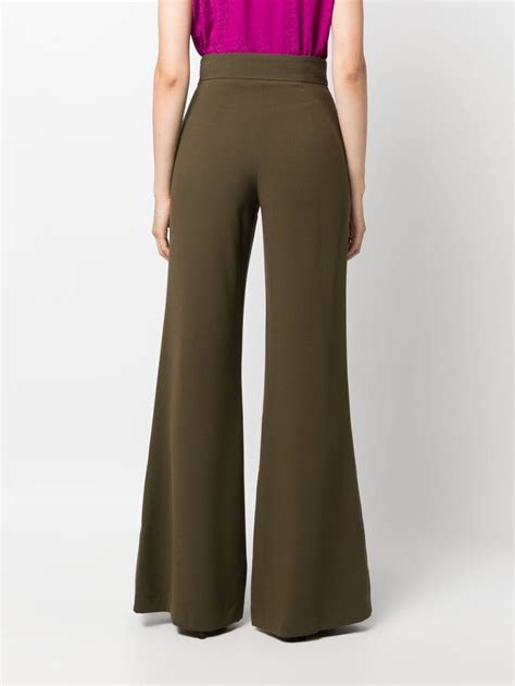 Elisabetta Franchi High Waist Palazzo Trousers Green Farfetch