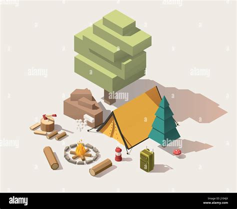 Vector Isometric Low Poly Campsite Stock Vector Image Art Alamy