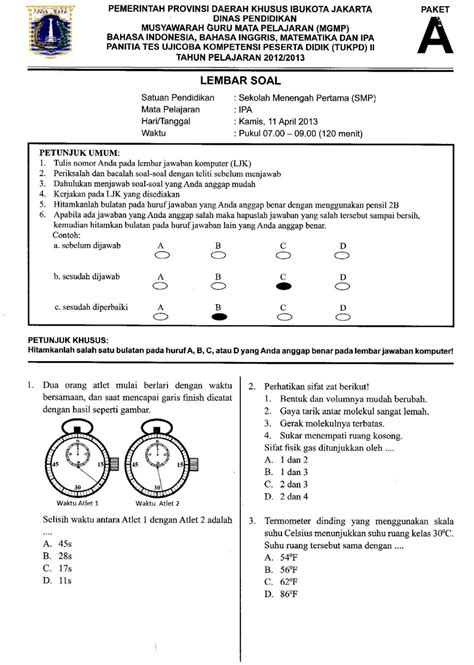 Contoh Soal Un Smp Ipa