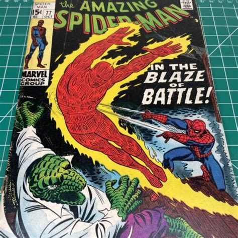 Amazing Spider Man 77 1969 John Romita Sr Buscema Human Torch Lizard Mid Ebay