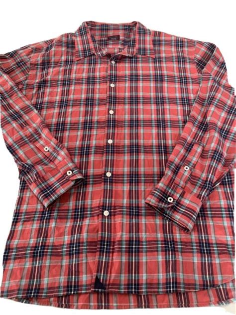 Untuckit Mens Red Plaid Flannel Long Sleeve Button Shirt Size 3xl Xxxl