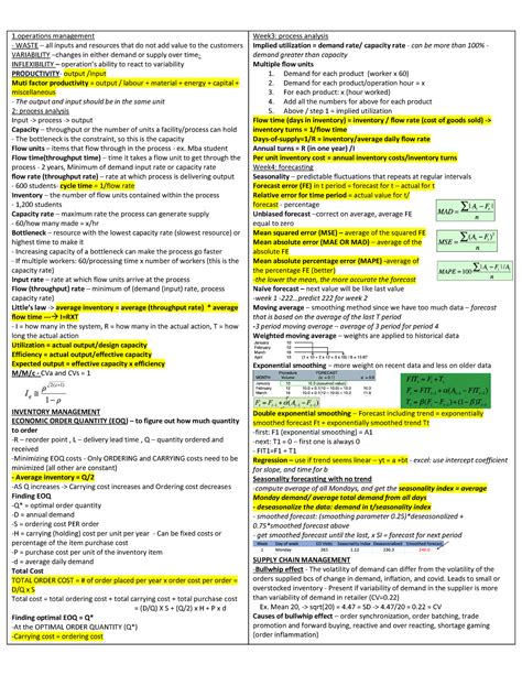 Cheatsheet A One Page Cheat Sheet For The Final 1 Management Waste