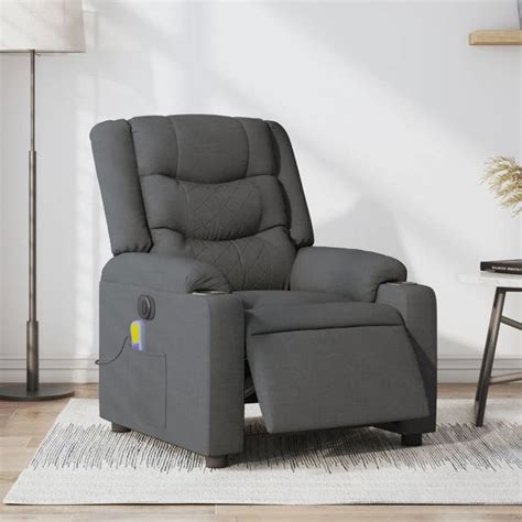 Vidaxl Fauteuil Inclinable De Massage Lectrique Gris Fonc Tissu