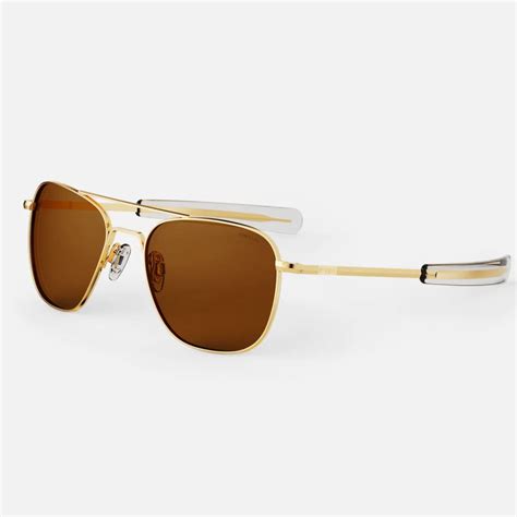 Randolph Aviator Sunglasses 23k Gold Frame With American Tan