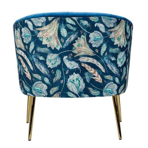 JAYDEN CREATION DARIA Golden Leg Navy Comfy Barrel Arm Chair With