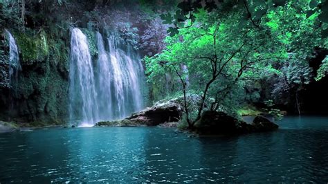 Relaxing Night Waterfall Sound For Sleep Youtube