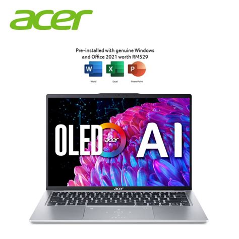 Acer Swift Go 14 Sfg14 73 7331 14 2 8k Oled Laptop Pure Silver Cu7