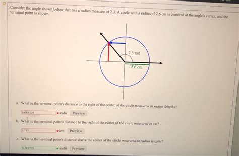 Solved Consider The Angle Shown Below That Has A Radian Chegg