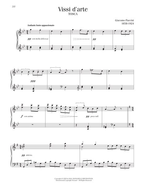 Vissi D Arte Vissi D Amore By Giacomo Puccini Sheet Music For Piano