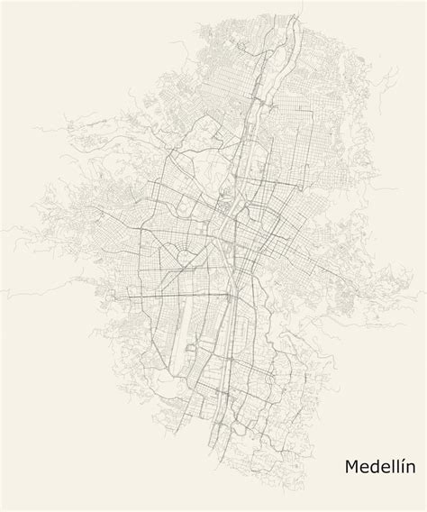 Premium Vector | City road map of medellin antioquia colombia