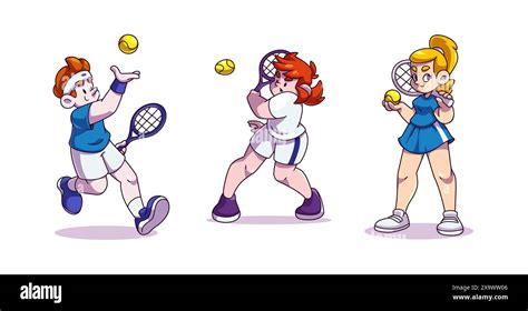 Cute Tennis Player Or Coach Character In Sports Wear With Racket And