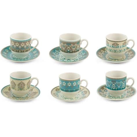 Cala Jondal Lot De Tasses Caf En Porcelaine Avec Soucoupe Motif