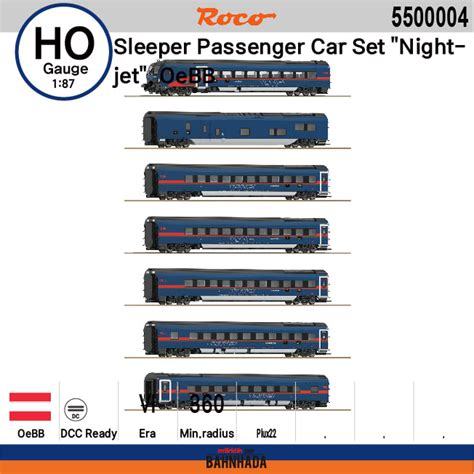 ROCO HO 5500004 Sleeper Passenger Car Set Nightjet OeBB